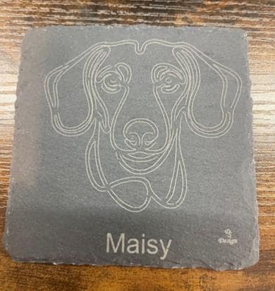 Personalized slate dog coasters. 3 Pack (can adjust amount). Customized to your breed and name.